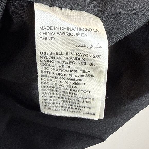 Chico’s Floral Embroidered Ponte Long Jacket Coat 2 US L Black One Button Boho - Picture 6 of 9